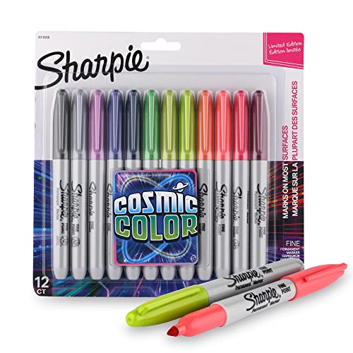 Sharpie Permanent Markers, Fine, Assorted - 12 markers