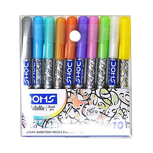 Doms Super Soft Tip Pastel Shades Brush Pen Set | 12 Pastel Shades + 1  Silver Shade + 1 Blender | Ideal for Doodling, Illustrations, Calligraphy