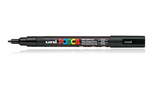 uni-ball Posca 3M 0.9-1.3 mm Bullet Shaped Marker Pen, Black Ink, Pack of 1