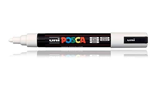 uni-ball Posca 5M 1.8-2.5 mm Bullet Shaped Marker Pen, White Ink, Pack of 1