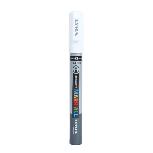 Lyra Graduate Mark All 0.7mm Permanent Art Marker , White, Pack of 1