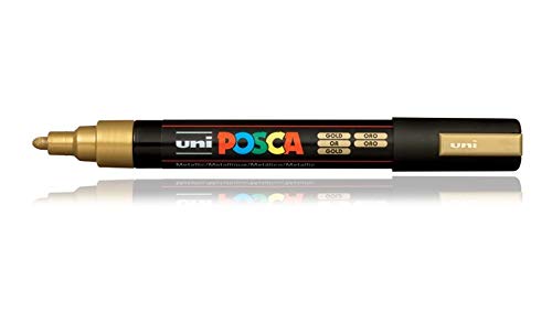 uni-ball Posca 5M 1.8-2.5 mm Bullet Shaped Markers, Gold Ink, Pack of 1