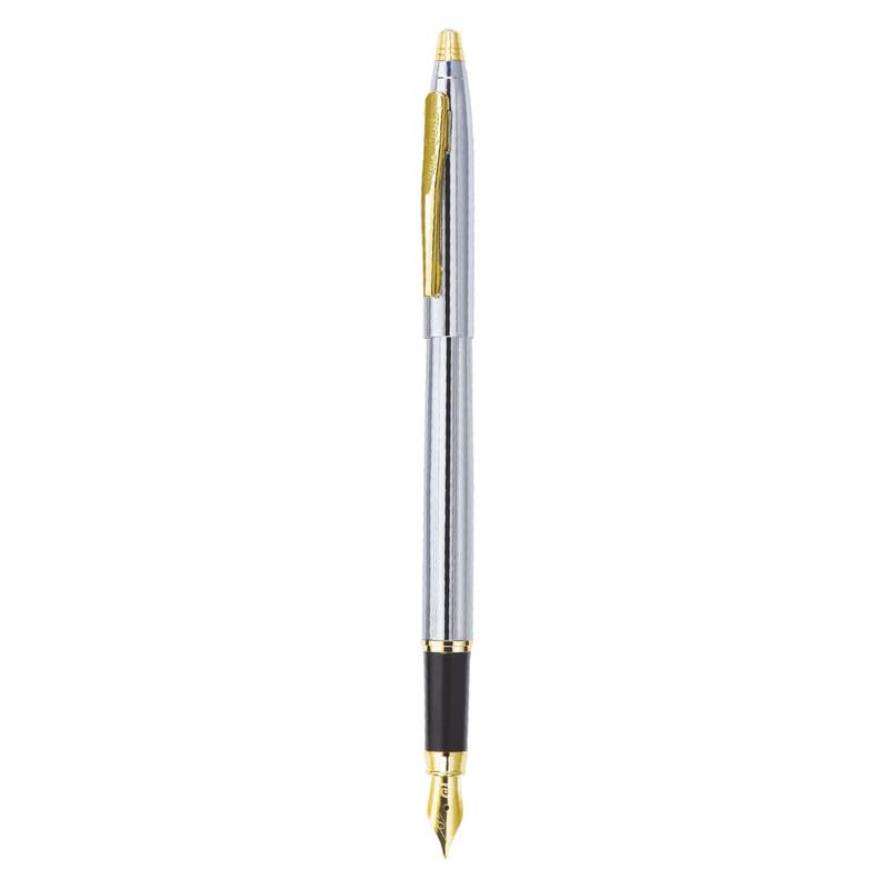 Pierre Cardin Kriss White & Gold Finish Exclusive Metal Fountain Pen, Free Ink converter and Cartridges, Blue Ink, Pack Of 1