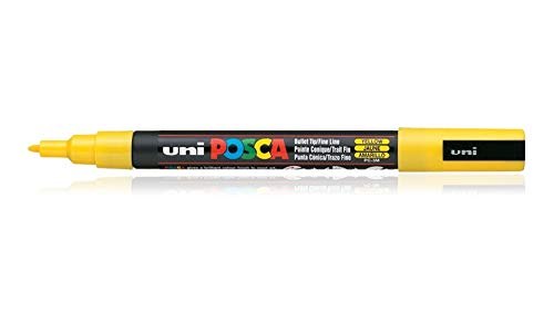 uni-ball Posca 3M 0.9-1.3 mm Bullet Shaped Markers, Yellow Ink, Pack of 1