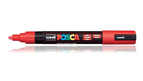 uni-ball Posca 5M 1.8-2.5 mm Bullet Shaped Markers, Red Ink, Pack of 1