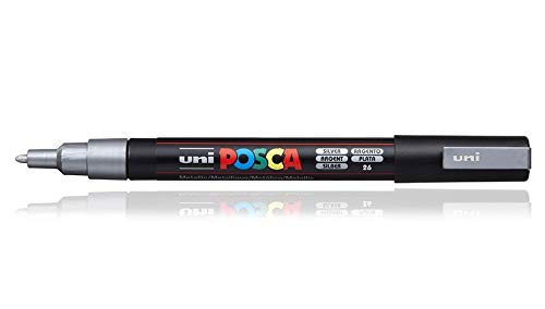 uni-ball Posca 3M 0.9-1.3 mm Bullet Shaped Markers, Silver Ink, Pack of 1