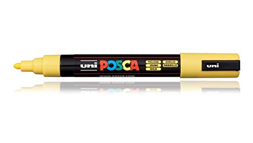 uni-ball Posca 5M 1.8-2.5 mm Bullet Shaped Markers, Yelllow Ink, Pack of 1