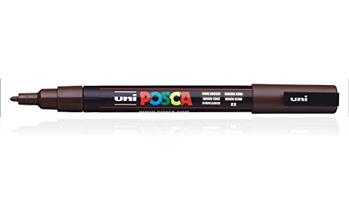 uni-ball Posca 3M 0.9-1.3 mm Bullet Shaped Marker Pen, Deep Brown Ink, Pack of 1