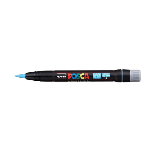 uni-ball Posca PCF-350 1-10 mm Soft Brush Tip Paint Marker Pen, Light Blue Ink, Pack of 1