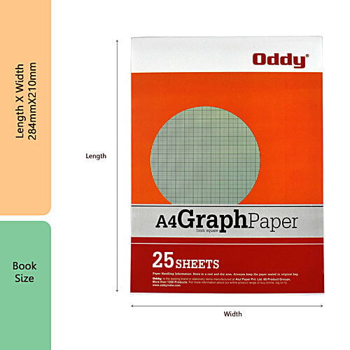 Oddy Graph paper, (GPA4-25), A4 (1mm square), (210mm x 285mm), 25 sheets