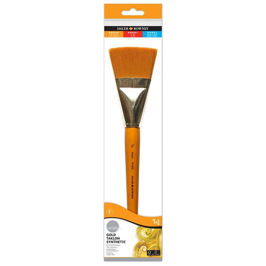 Dlaer Rowney Simply Long Handle Gold Taklon Mega Acrylic Brush, 2 Inches, Multicolour, Pack Of 1