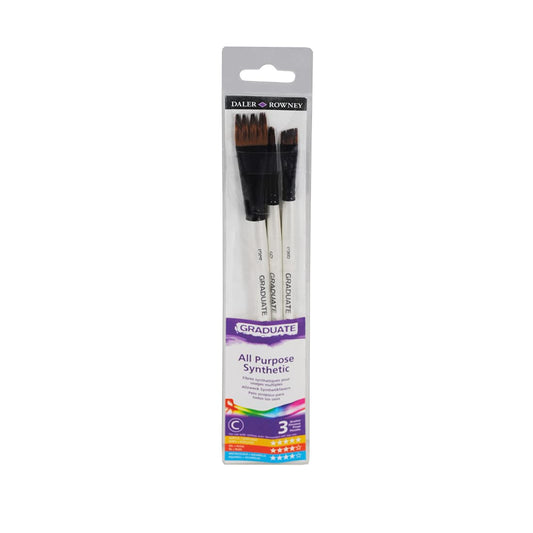 Dlaer Rowney Graduate Short Handle Comb Brush Set, 3 Brushes, Multicolour, Pack Of 1