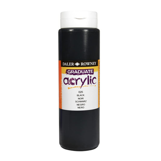 Dlaer Rowney Graduate Acrylic Colour Paint Tube, 500ml, Black, Pack Of 1