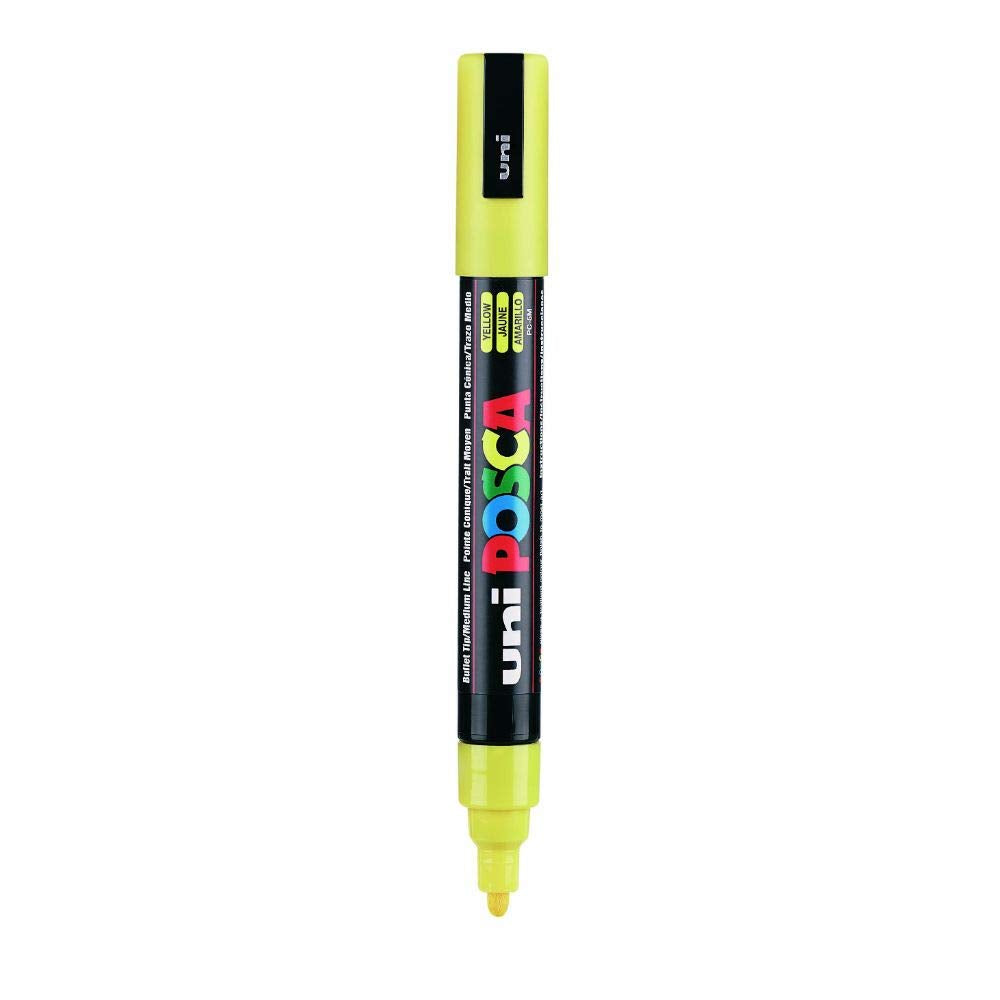 uni-ball Posca 5M 1.8-2.5 mm Bullet Shaped Markers, Yelllow Ink, Pack of 1