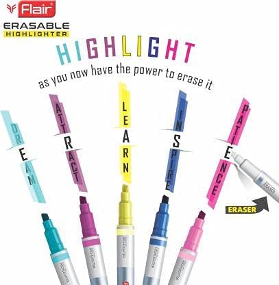 Flair Creative Series Erasable Chisel Point Color Pen 5 Pcs Blister Pack - Multicolour