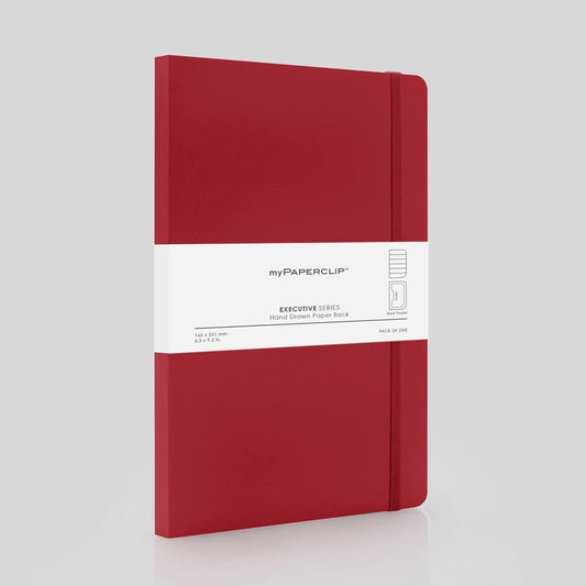 myPAPERCLIP Executive Series Notebook, A5, 192 Pages, Check, Red, Pack Of 1