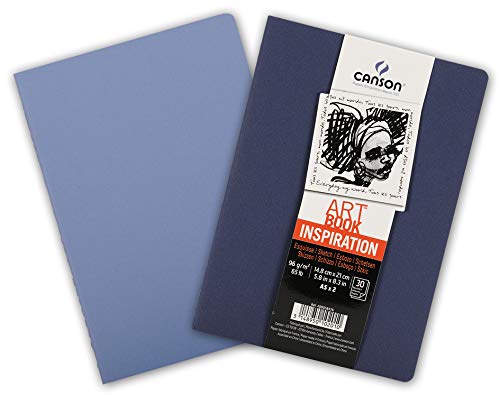 Canson Inspiration 96 GSM Light Grain A5 Hardbound Books, Indigo & Light Blue, 30 Sheets, Pack of 2