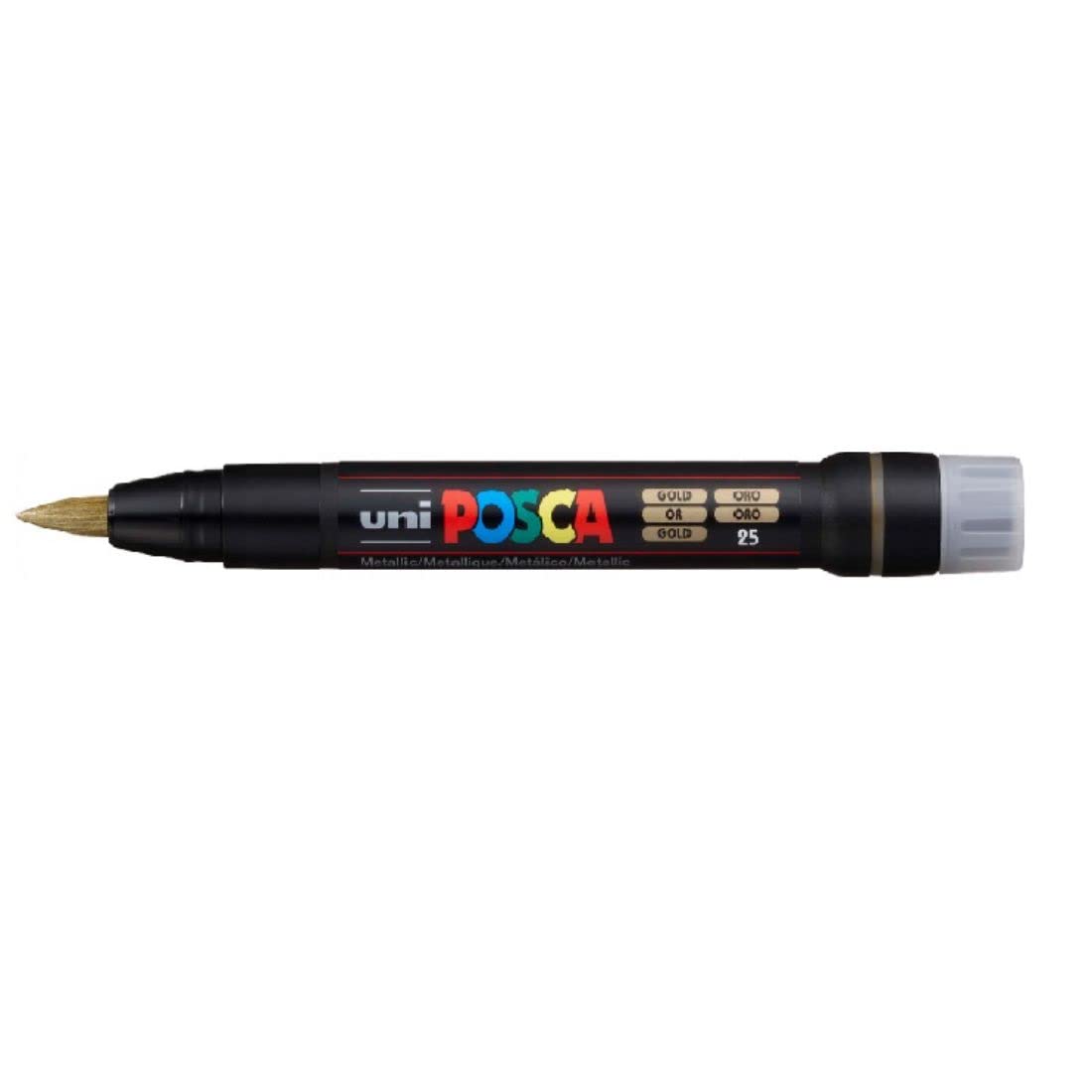 uni-ball Posca PCF-350 1-10 mm Soft Brush Tip Paint Marker Pen, Gold Ink, Pack of 1