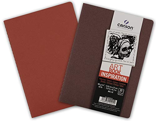 Canson Inspiration 96 GSM Light Grain A5 Hardbound Books, Indigo & Light Blue, 30 Sheets, Pack of 2