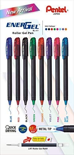 Pentel BL417 0.7 mm ENERGEL Roller Gel Pen (Multicolour, Set of 8)