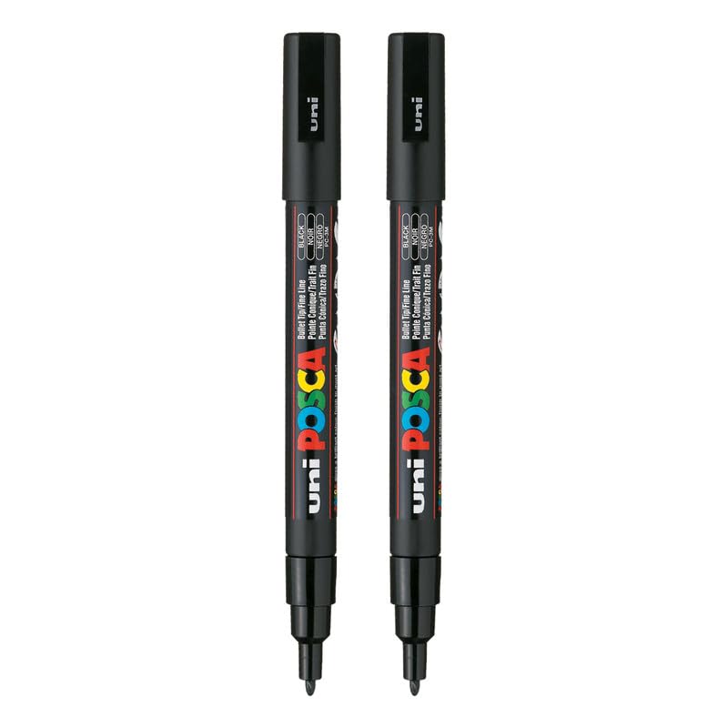 uni-ball Posca 3M 0.9-1.3 mm Bullet Shaped Marker Pen, Black Ink, Pack of 1