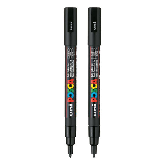 uni-ball Posca 3M 0.9-1.3 mm Bullet Shaped Marker Pen, Black Ink, Pack of 1