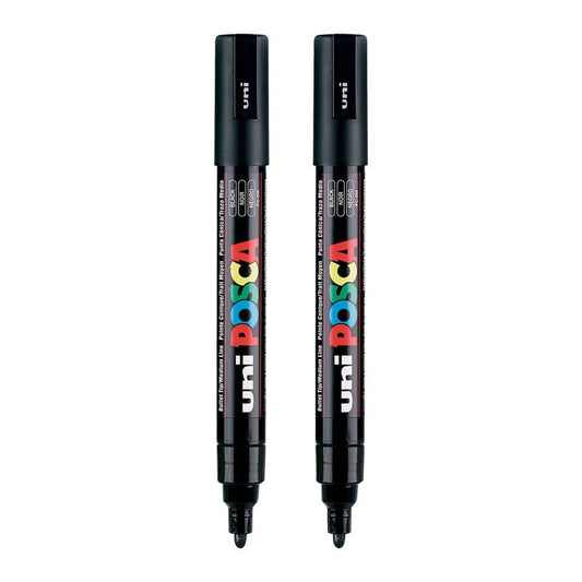 uni-ball Posca 5M 1.8-2.5 mm Bullet Shaped Marker Pen, Black Ink, Pack of 1