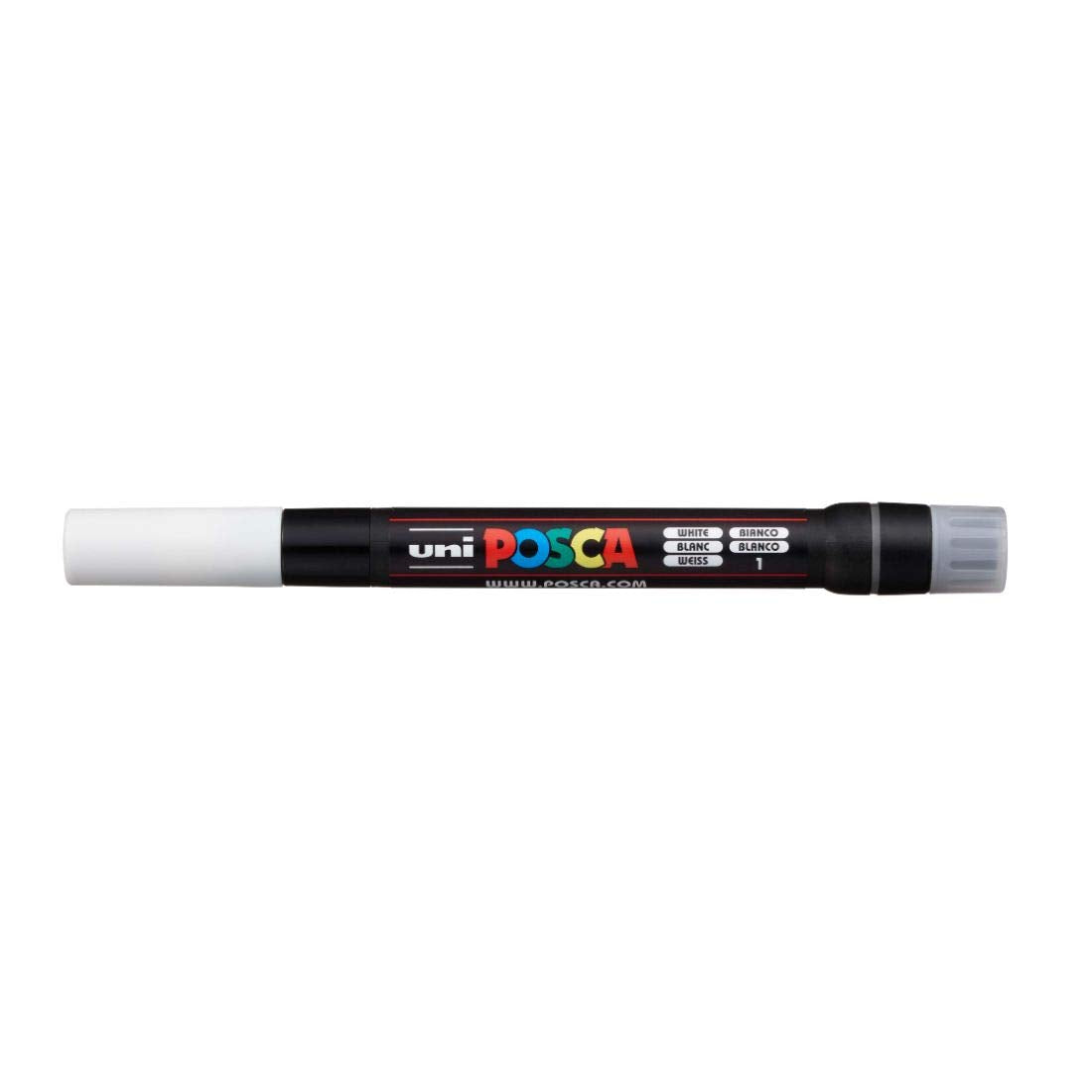 uni-ball Posca PCF-350 1-10 mm Soft Brush Tip Paint Marker Pen, White Ink, Pack of 1