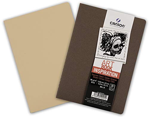 Canson Inspiration 96 GSM Light Grain A5 Hardbound Books, Indigo & Light Blue, 30 Sheets, Pack of 2