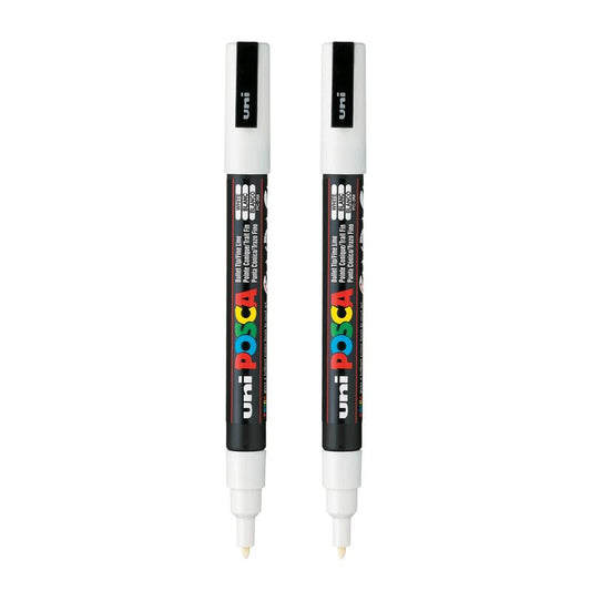 uni-ball Posca 3M 0.9-1.3 mm Bullet Shaped Marker Pen, White Ink, Pack of 1