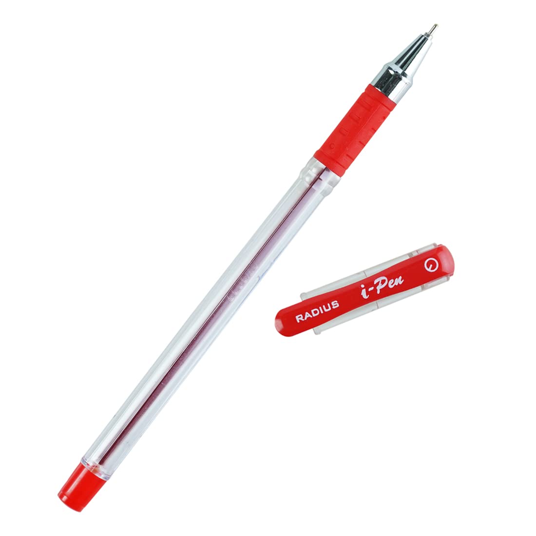 Radius i-Pen Push Cap 10 Pcs Ball Point Pen, 0.7 mm, Red Ink, Pack of 1