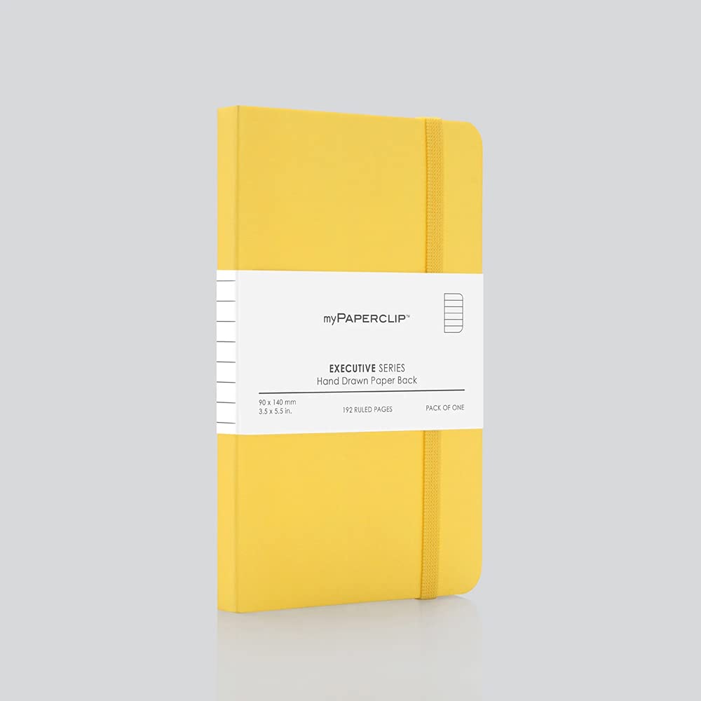 myPAPERCLIP Executive Series Notebook, 240 Pages A5, Ruled, Yellow, Pack Of 1