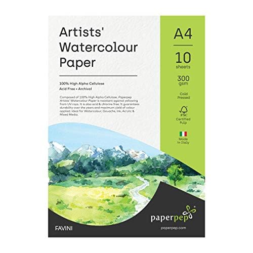 PaperPep Artists' Watercolour Paper 300GSM Cold Pressed A4 Pack of 10