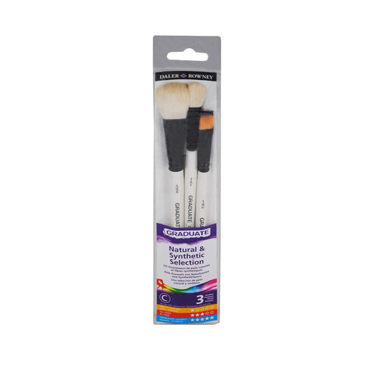 Daler-Rowney Graduate Short Handle Watercolour Brush Set (3X Brushes)