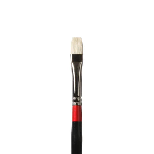 Daler-Rowney Georgian Short Handle Flat Bristle Natural Hair G36 Oil Color Brush (No 6)