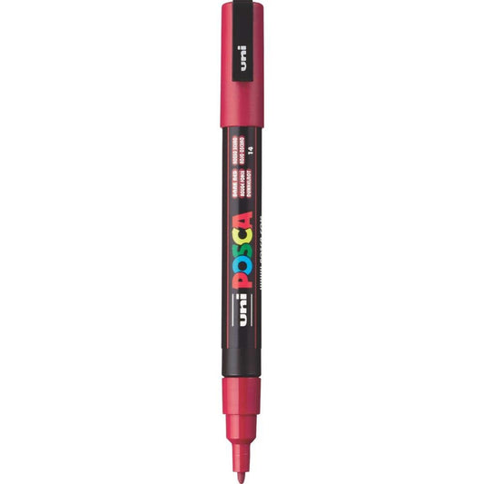 uni-ball Posca 3M 0.9-1.3 mm Bullet Shaped Marker Pen, Deep Red Ink, Pack of 1