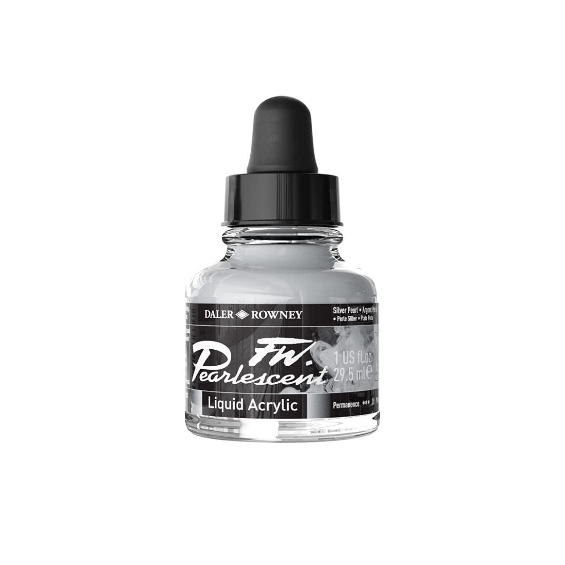 Dlaer Rowney FW Pearlescent Ink Bottle, 29.5ml, Silver Pearl, Pack Of 1