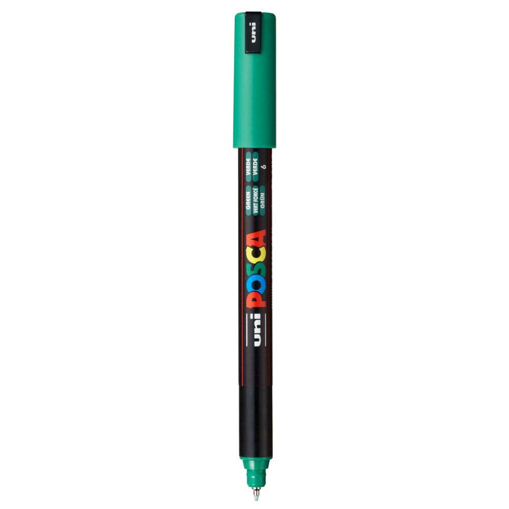 uni-ball Posca PC-1MR 0.7 mm Extra-Fine Tip Markers, Green Ink, Pack of 1