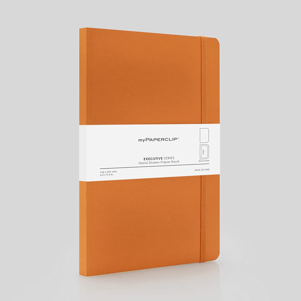 myPAPERCLIP Executive Series Notebook, Large, 192 Pages, Plain, Orange, Pack Of 1