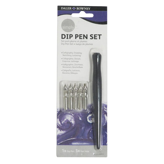 Dlaer Rowney Simply Dip Pen Set,1 Dip Pen & 5 Pen Nibs, Pack Of 1