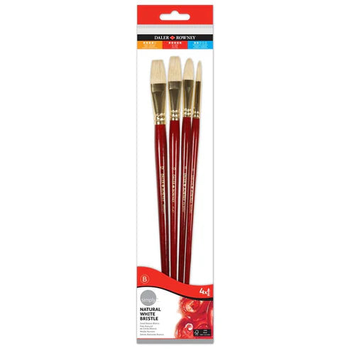 Dlaer Rowney Simply Short Handle Oil Brush Set, 4 Brushes, Multicolour, Pack Of 1