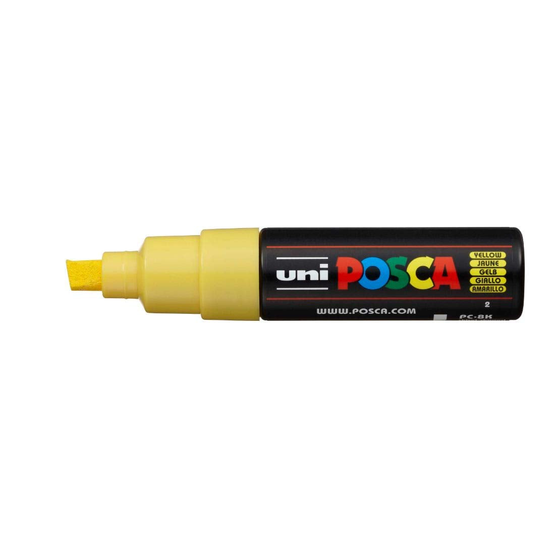 uni-ball Posca PC-8K 8.0 mm Bold Point Chisel Shaped Marker Pen, Yellow Ink, Pack of 1