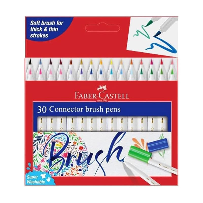 Faber-Castell 153030 Connector Brush Pens Assorted Pack of 30