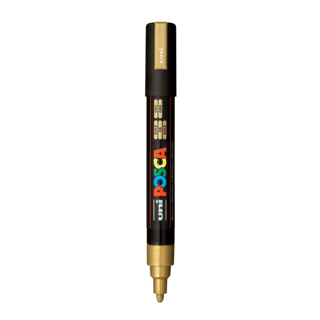 uni-ball Posca 5M 1.8-2.5 mm Bullet Shaped Markers, Gold Ink, Pack of 1