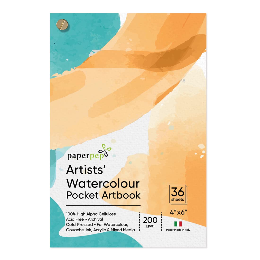 PaperPep Watercolour Pocket ArtBook 200GSM 4"X6" 36 Sheets