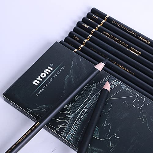 Ondesk ArticsArtists Fine Art Drawing 10 Pcs Charcoal Pencil Kit, Black, Pack Of 1