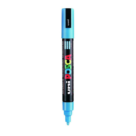 uni-ball Posca 5M 1.8-2.5 mm Bullet Shaped Marker Pen, Light Blue Ink, Pack of 1