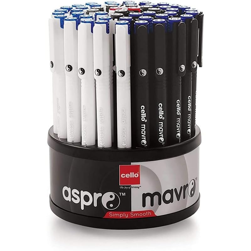 Cello Aspro & Mavro 50 Pcs Ball Pen Tumbler, Multicolor Ink, Pack of 1