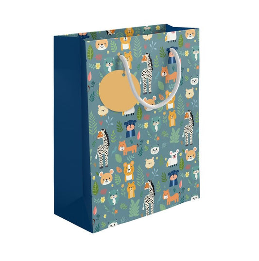 PaperPep Green Cute Cartoon Animal Pattern Print 7"X4"X9" Gifting Paper Bag