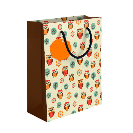 PaperPep Yellow Owl Print 7"X4"X9" Gifting Paper Bag